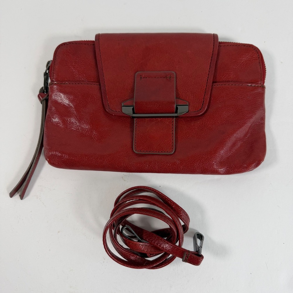 Kooba Y2K Red Leather Crossbody Wallet Clutch Shoulder Bag Convertible Purse